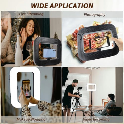 Smartphone Video Rig with Light, Handheld Ring Selfie Light Kit, LED Mobile Video Stabilizer with Built-in 8000mAh Battery for Camera, Smartphone, YouTube, TikTok Video Recording, Makeup - style: LED