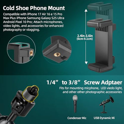 22" Magic Arm Clamp, Overhead Phone Mount Holder Stand, Flexible Desk Camera Mount, Articulating Friction Boom Arm with 1/4" 3/8" Threads for Phone, DSLR, Action Camera,Filming, Light, Webcam, Mic - size: MH05