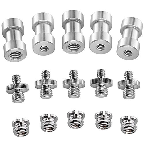 Neewer® 15 Pieces 1/4" 3/8" Metal Threaded Screw Converter Adapter for DSLR Camera,Tripod,Shoulder Rig,Light Stand,Camera Cage - style: HW-10