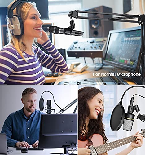 Upgrade Mic Wall Mount,Microphone Boom Arm Wall Stand Holder for Logitech Blue Yeti,Razer,HyperX,Shure,Rode Mic Broadcasting, Voice-Over Sound,Streaming and Recording-booth