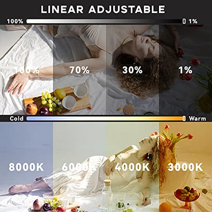 D50 Ultra Thin Bi-Color Led Video Light,45W 3600Lux 3000K-8000K CRI96+,Dimmable 15.4inches Soft Key Light with LCD Display, Panel Light for YouTube/Photography/Video Shooting/Live Streaming