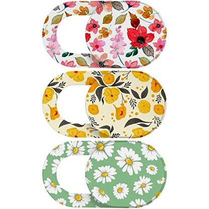 Laptop Camera Cover Slide Cute, Ultra Thin Webcam Cover for iPhone iPad MacBook Pro Computer iMac Cell Phone PC Accessories, Camera Blocker Slider, Great for Privacy - Flowers (3*Flowes) - color: Flowes