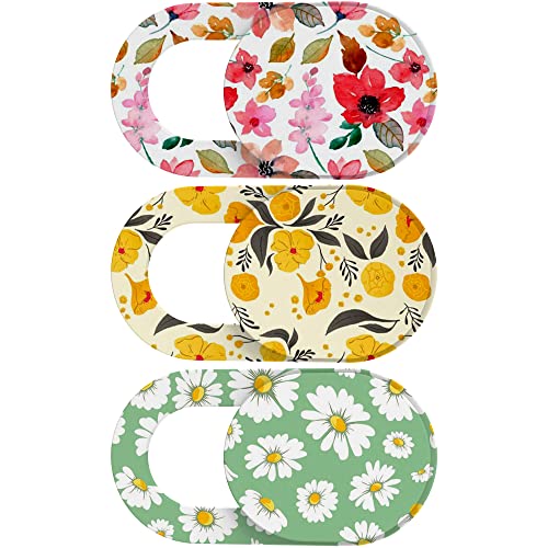 Laptop Camera Cover Slide Cute, Ultra Thin Webcam Cover for iPhone iPad MacBook Pro Computer iMac Cell Phone PC Accessories, Camera Blocker Slider, Great for Privacy - Flowers (3*Flowes) - color: Flowes