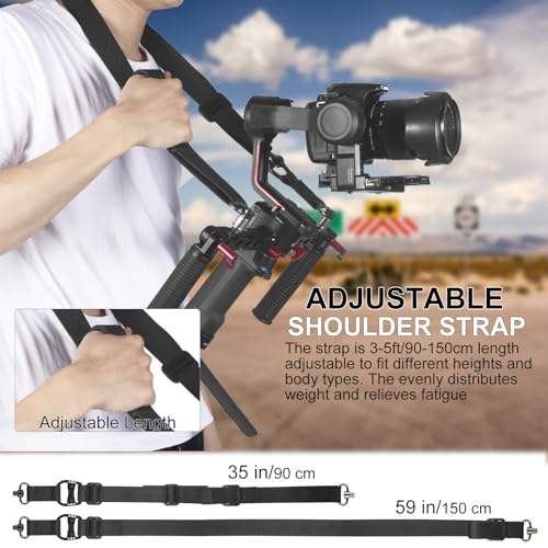 Weight Reducing Adjustable Shoulder Strap, RS4 RS3 Gimbal Shoulder Strap, Gimbal Belt with Baseplate Quick Release QD Buckles, Compatible with Sling Handle for DJI RS 4/RS 4 Pro/RS 3/RS 3 Pro/RS 2 - color: W3207.