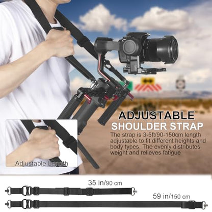 Weight Reducing Adjustable Shoulder Strap, RS4 RS3 Gimbal Shoulder Strap, Gimbal Belt with Baseplate Quick Release QD Buckles, Compatible with Sling Handle for DJI RS 4/RS 4 Pro/RS 3/RS 3 Pro/RS 2 - color: W3207.
