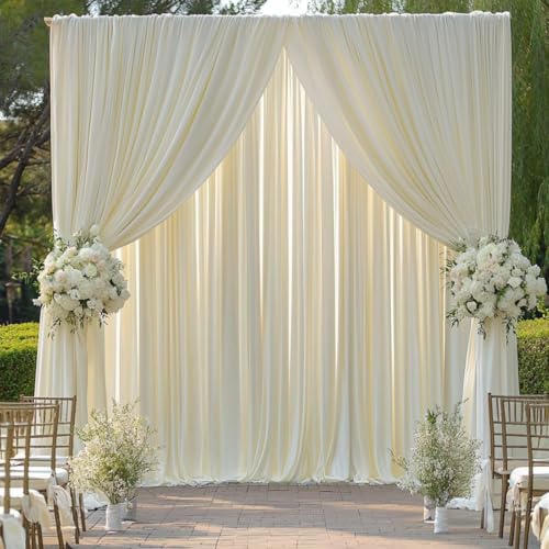 10ftx12ft Ivory Backdrop Curtains for Wedding-Wrinkle Free Backdrops Curtain Drapes Fabric Decorations Photo Back Drop Cloth for Baby Shower Photography Stage Reception 2Panels 12ft(H) x 5ft(W) - color: ivory, size: W5' x H12'(2 panels)