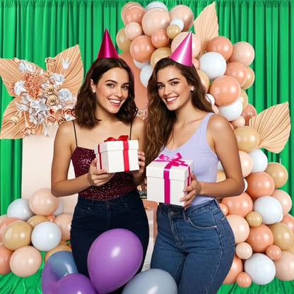 10ft x 7ft Green Backdrop Curtains for Parties, Fabric Satin Background Curtain with Rod Pockets for Weddings, Birthday, Baby Shower, Photography, Graduation Party Backdrop Drapes, 2 Panels - color: Green