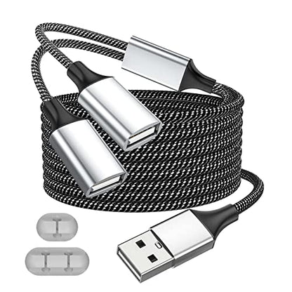 Fidioto USB Splitter, USBA Male to 2 Female USBA Extension Cable, 4Ft Long USB Y Splitter Support Charging and Data Transfer for Printer/USBA Keyboard/Flash Drive/PlayStation/Laptop/LED Etc - style: 1 in 2 out-4ft