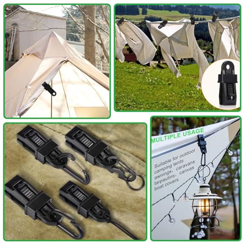 Tarp Clips Heavy Duty Lock Grip, 60Pcs Tarp Clip, Multipurpose Fix Tarp Clamps for Awnings, Camping Tent, Caravan Canopies, Shade Cloth & Tarp Tie Down Clips (60PCS-Black) - color: 60pcs-black
