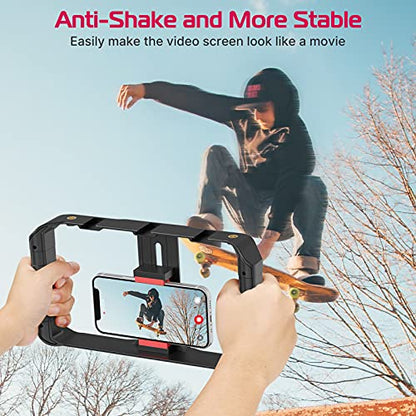 ULANZI U Rig Pro Smartphone Video Rig, Filmmaking Vlogging Case, Phone Video Stabilizer Grip Tripod Mount for Videomaker Film-Maker Video-grapher with Cold Shoe Mount for iPhone Samsung and More - color: Black