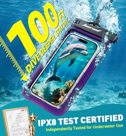 Hiearcool Waterproof Phone Pouch 2 Pack, IPX8 Dry Bag with Lanyard, Touch Screen Compatible for iPhone 17/16/15/14/13 Pro Max, Beach Swimming Cruise Travel-Black & Deep Purple - color: Black&Deep Purple