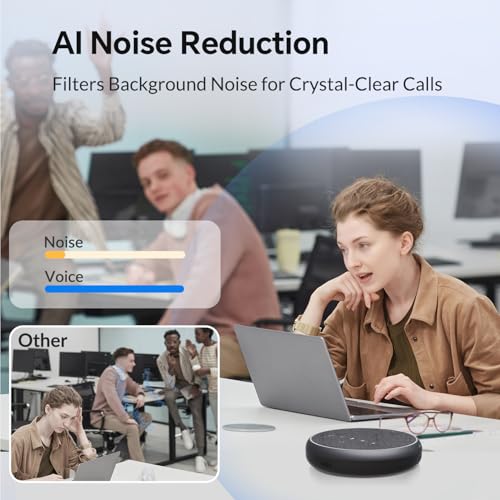 Conference Speakerphone, 3 AI Mics 360 Voice Pickup, Smart Noise Cancelling, Portable Speaker for Video Calls, Home Office & Small Team Meetings - color: FreeChat 101(3 Mics)