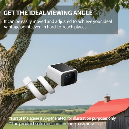 Flexible Clip Mount for Ring Security Camera | Indoor Outdoor Camera and Other Cameras with 1/4 Threaded Hole No Tools or Wall Damage, White