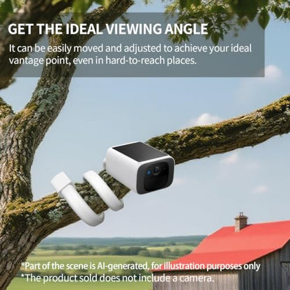 Flexible Clip Mount for Ring Security Camera | Indoor Outdoor Camera and Other Cameras with 1/4 Threaded Hole No Tools or Wall Damage, White