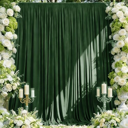 Sugargirl Wrinkle Free Green Backdrop Curtains Polyester Photo Backdrop Drapes Curtains with Rod Pockets for Party Birthday Wedding Photography Home Decoration(5x8FT, 2 Panels) - color: Green, size: W5' x H8' (2 panels)