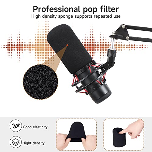 For HyperX Quadcast Boom Arm - Upgraded Mic Stand with Reduce Wind Noises Mic Cover, Adjustable Scissor Mic Arm for Hyperx QuadCast S, 3/8" to 5/8" Adapter Compatible with Most Microphone - color: HyQC Mic Stand