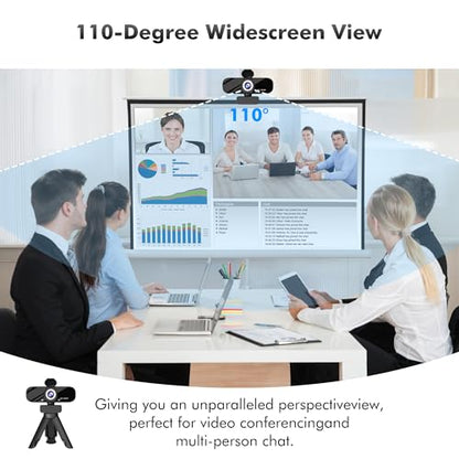 Gozvrpus USB HD Webcam with Built-in Microphone and Rotatable Tripod, 1080P Video, Wide Angle Camera, Privacy Cover, for Desktop PC or Laptop Computer （Grey） - color: grey