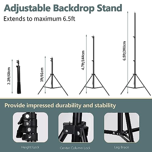 Backdrop Stand 6.5x6.5ft Adjustable Photo Studio Background Stand Support Frame Heavy Duty Photo Backdrop Stand Kit for Parties Wedding With 3 Crossbars 4 Backdrop Clamps,2 Sandbags Carrybag - color: 6.5x6.5FT