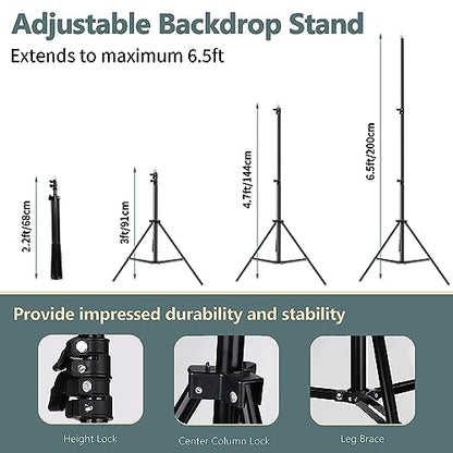 Backdrop Stand 6.5x6.5ft Adjustable Photo Studio Background Stand Support Frame Heavy Duty Photo Backdrop Stand Kit for Parties Wedding With 3 Crossbars 4 Backdrop Clamps,2 Sandbags Carrybag - color: 6.5x6.5FT