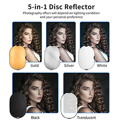 Selens 24x36inch/60x90cm Light Reflector Stand Kit 5-in-1 Collapsible Multi-Disc with Light Photography Stand & Reflector Holder Clamp for Photo Video Studio Outdoor Lighting - size: 24x36in Reflector Stand Kit