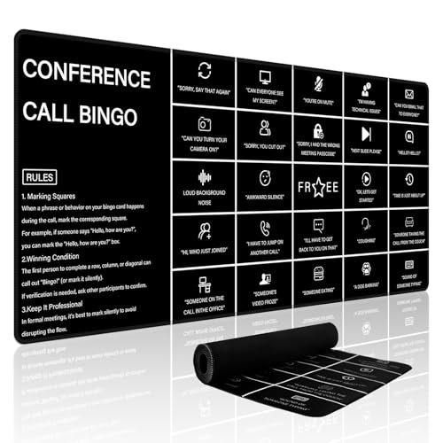 Baziabbo Office Desk Mat,Conference Call Bingo Mouse Pad for Virtual Meetings,Work from Home Computer Accessory，Non-Slip Desk Pad with Stitched Edges for Computer (Bingo) - color: Bingo