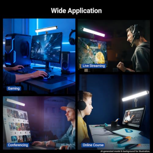 NEEWER Dual Sided RGB LED Streaming Key Light, Smart Desk Lamp Compatible with Alexa Google Assistant for Gaming Video Conference, 16 Million Colors, 2700K-7000K/CRI97+ Studio Tube Lighting, NG01