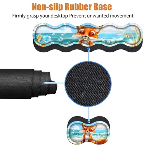 4 in 1 Ergonomic Keyboard Wrist Rest & Mouse Pad Wrist Rest Set, Large XXL Gaming Desk Mat 31.5"x 11.8" with Non-Slip Base, Memory Foam for Home Office Study Gaming, Fox - color: Fox