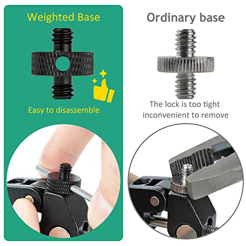 1/4 Male to 1/4 Male Tripod Screw Adapter with Hole 1/4 Screw Camera Mount for Camera Tripod Mic Stand Mic Mount Light Stand DSLR Camera Cage 4 Pcs (Black)