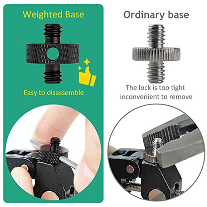 1/4 Male to 1/4 Male Tripod Screw Adapter with Hole 1/4 Screw Camera Mount for Camera Tripod Mic Stand Mic Mount Light Stand DSLR Camera Cage 4 Pcs (Black)
