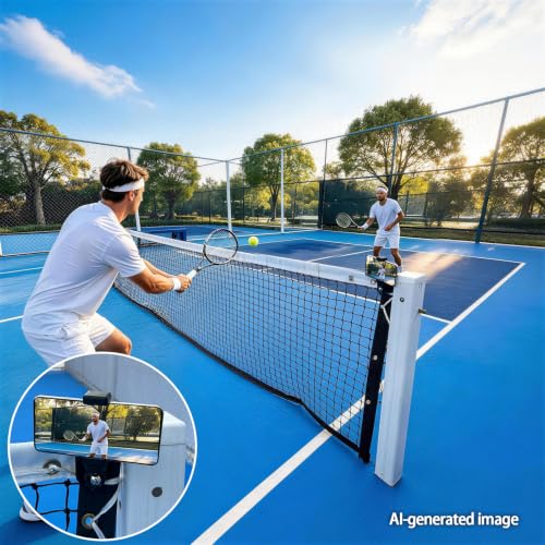 360° Adjustable Dual-Use Phone Holder,Tennis Net & Chain Fence Camera Mount | 360° angle adjustment | Fits phones & action cameras | Dual-use tennis net & chain-link | Standard 1/4"-20 screw interface