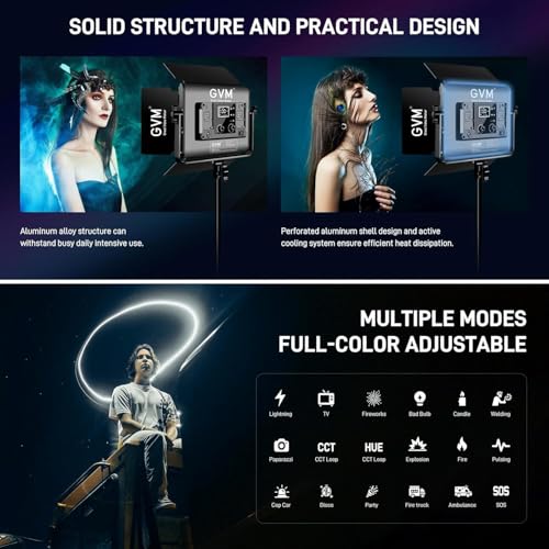 GVM RGB LED Video Light Kit, Dimmable Photography Lighting with APP Control, 680RS 50W 3 Packs Led Panel Light for YouTube Studio, Video Shooting, Gaming, Streaming, Zoom, Broadcasting, Conference - size: 50 W Without Softbox