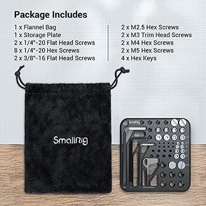 SmallRig 20Pcs Screws and Hex Key Storage Plate with 1/4"-20 3/8"-16 M2.5 M3 M4 M5 Stainless Steel Screws and 4Pcs Hex Keys MD3184