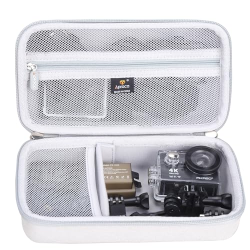 Aproca Underwater Camera Case Compatible with AKASO EK7000 4K30FPS 20MP WiFi Action Camera, Portable Storage Bag for Camera Accessories -Grey (Case Only) - color: Grey