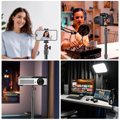 Camera Desk Mount Table Stand with 360° Ball Head, Table Light Stand with 1/4" Screw & C Clamp, Webcam Stand Mount for DSLR Camera Video Light Ring Light Live Streaming Vlog (811002) - style: 811002 - Table Stand