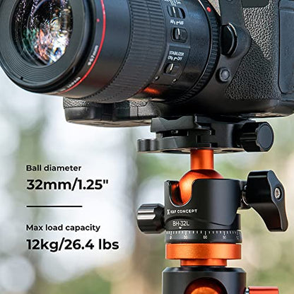 K&F CONCEPT 32mm Metal Tripod Ball Head 360 Degree Rotating Panoramic with 1/4 inch Quick Release Plate Bubble Level for Monopod Camera Camcorder Load Capacity up to 26.4lbs/12kg - size: 12 kg Capacity