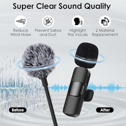 Mini Wireless Furry Windscreen & Foam Cover Set for Lavalier Microphone, Wind Muff Foam Mic Cover with Clip to Reduce Plosive and Better Highlight the Vocals, Washable and Windproof Wind Screen(9 Pcs)