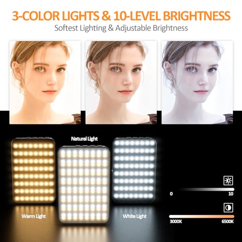 XINBAOHONG Selfie Light, Rechargeable Magnetic Clip Light for Video Conference | 128 LED Portable Light with Universal Compatibility (Phone/Android/Camera/iPad/Laptop) | Makeup, TikTok, Vlog Lighting
