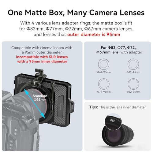 SmallRig Mini Matte Box Lite with Carbon Fiber Top Flag, Compatible with 67mm/ 72mm/ 77mm/ 82mm Lenses for DSLR and Mirrorless Camera - size: Mini Matte Box Lite