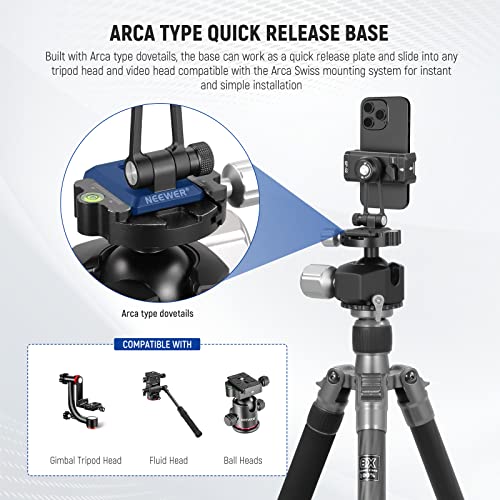 NEEWER Metal Phone Tripod Mount Adapter with Arca QR Base, Cold Shoe, 360° Swivel 180° Tilt, Phone Holder Compatible with iPhone 17 Pro Max 16 15 Samsung Galaxy S25 Ultra S24