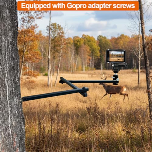Tree Stand Phone Mount for Self Filming Hunts, Metal Hunting Camera Arm | All-metal build, 33.3 in reach, fits 60-90 mm phones, 2 lb load, Compatible GoPro Mevo Start, storage bag included