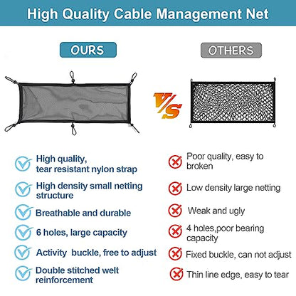 Cable Management Mesh Under Desk Kit, Privacy Net, 36PCS Table Flexible Wire Organizer, Extra Large Capacity Kit Desk, 27 x 10 Inches - size: 6 holes
