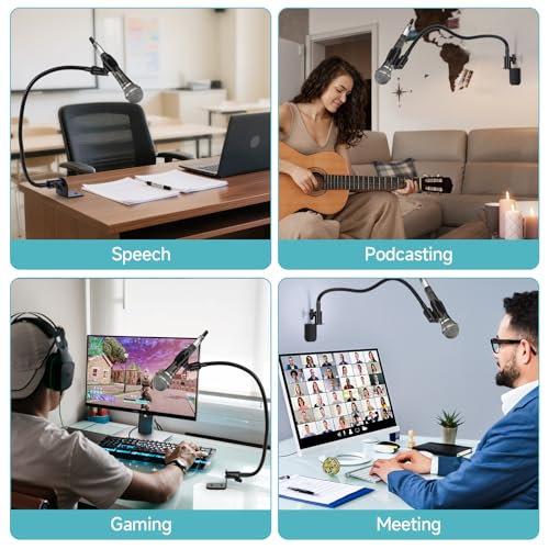 Premium Flexible Microphone Wall Mount Holder, Gooseneck Desk Microphone Wall Mount Holder - Heavy Duty Adjustable Mic Arm for Podcast, Studio, Streaming, Podium, Desk or Wall Installation