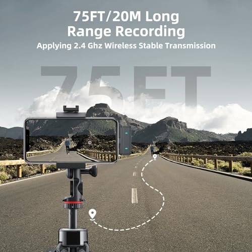VM32 Wireless Mini Microphone for iPhone 14/13/12, Lavalier Lapel Phone Mic with 40H Charging Case 75 Ft Video Recording Vlogging Tiktok YouTube