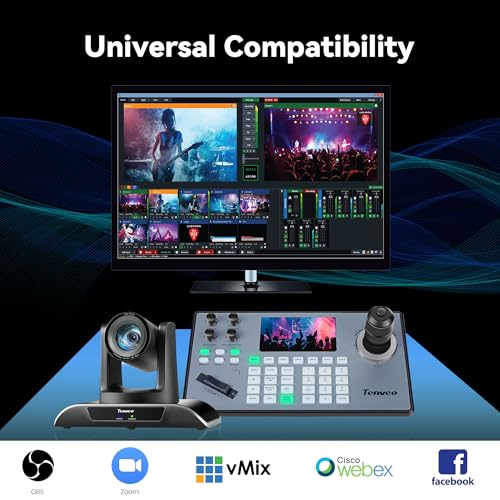 Tenveo HDMI/USB3.0/LAN(PoE) PTZ Camera AI Humanoid & Face Auto-Tracking, 20X Optical Zoom PTZ Camera IP Live Streaming, FHD 1080P 60FPS, for Church Services Worship Video Conference Live Streaming - color: Classic Black