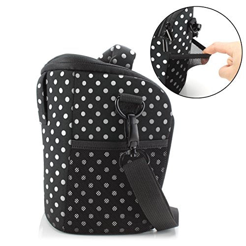 USA Gear DSLR Camera Case for Men and Women with Top Loading Accessibility, Adjustable Shoulder, Small Camera Sling Bag, Padded Handle - Camera Holster Bag for Nikon, Canon, Panasonic (Polka Dot) - color: Polka Dot