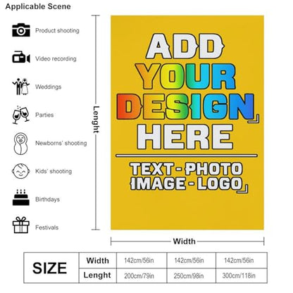 Custom Photography Cloth Design Your Own Photo Logo Text Personalized Backdrops Non-Reflective Non-Penetrating Photoshoot Background Screen Portrait Studio Photobooth Drops 56 X 79 Inches, Deep Yellow - color: Deep Yellow, size: 56"×79"