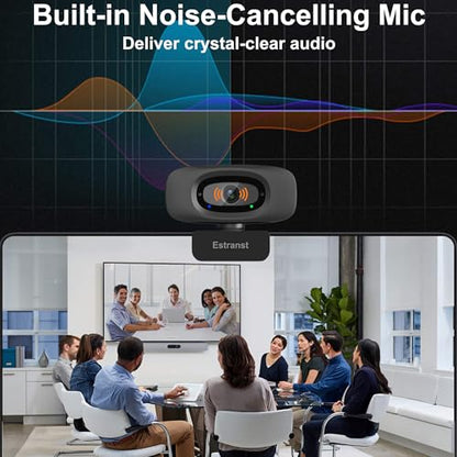 2K Quad HD Webcam with Privacy Cover & Noise-Canceling Microphone, Video Web Streaming Camera for PC Computer Desktop Laptop Mac Zoom Teams &More, 1pc USB C Adapter - style: Webcam+USB C Adapter