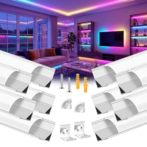 10Pack 3.3FT/1M LED Aluminum Channel V Shape with Milky White Cover Lens for 8/10mm LED Strip Lights,LED Diffuser Channel Even Glow for Living Room,Stairs,Kitchen,Cabinet - size: V Shape ≤10mm Width Led