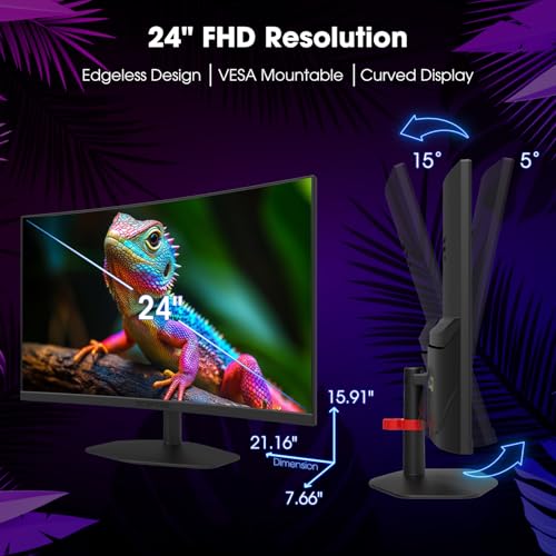New! Sceptre Curved 24-inch Gaming Monitor 1ms 100Hz 1500R DisplayPort HDMI X2 Eye Care 100% sRGB Build-in Speakers, Machine Black 2026 (C248W-FW100T Series) - style: 24" Curved 100Hz DP HDMI 2025