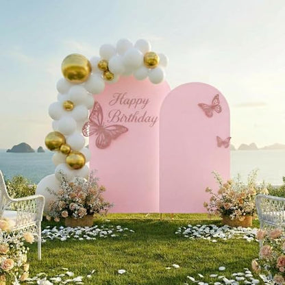 Toolterritary Metal Arch Backdrop Stand and Cover Set, 8FT, 7.2FT Party Backdrop, Easy to Assemble, Backdrop Stand for Parties, Birthday, Baby Shower - color: Pink, size: 8ft,7.2ft